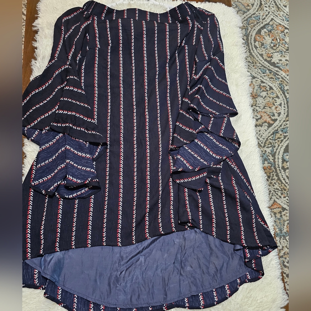 Away Navy and Red Striped High Low Dress - Picture 3 of 11